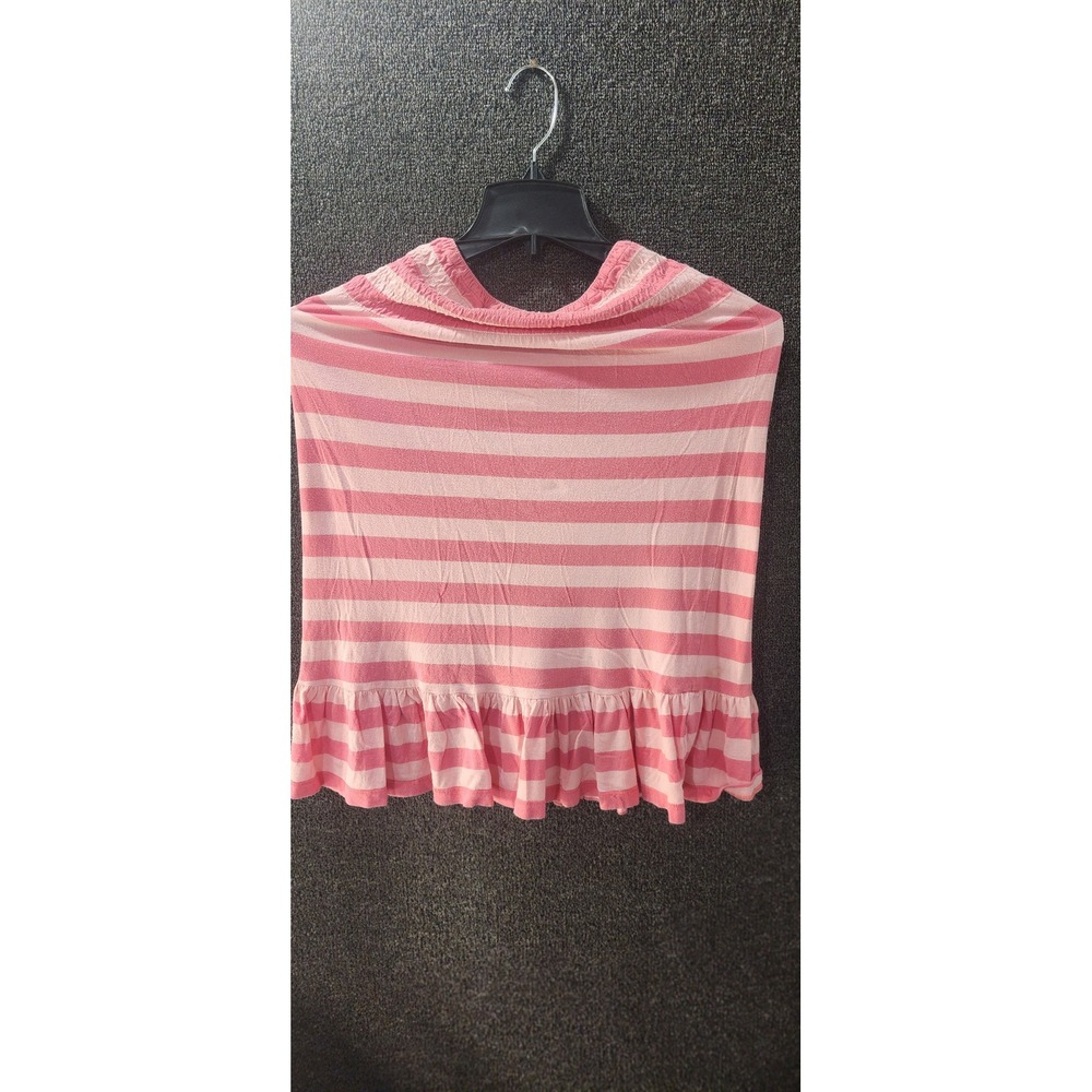 Aeropostale Y2K coquette Pink Striped Strapless Tube Top Smocked Ruffle Hem XS